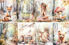25 Woodland Fairy Digital Paper 8.5x11 JPG junk journal page Product Image 4