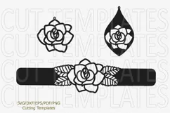 Rose Cuff Bracelet and Earrings svg laser templates Cricut Product Image 2
