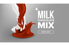 Milk Chocolate Splash Vector. Liquid Background. Cream Flow. Product Image 1