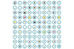 100 hospitality business icons set, flat style Product Image 1