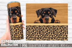 Seamless Rottweiler Sublimation Skinny Tumbler Wrap | Png Product Image 1