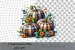 Plaid Pumpkins 1- Watercolor Clipart - PNG Design Product Image 5