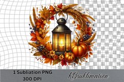 Autumn Wreath - Watercolor Clipart - PNG Design Product Image 1