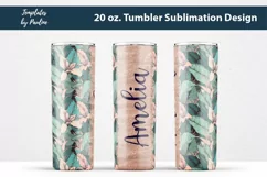 Add Your Own Text Seamless Tropical Floral sublimation Design for 20 oz skinny Tumbler 