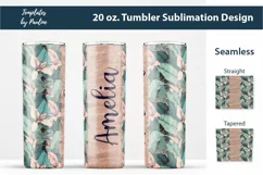 Add Your Own Text Seamless Tropical Floral sublimation Wrap for 20 oz skinny Tumbler 