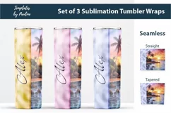 Add Your Text Seamless Tropical Beach sublimation Wrap for 20 oz Skinny Tumbler