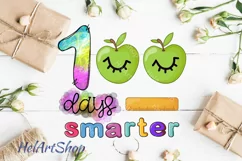 100 days smarter png, sublimation design, School png Product Image 1