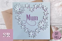 3D Floral Mum heart| Paper cutting | Mother’s Day card SVG. Product Image 3