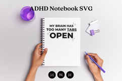 ADHD notebook cover SVG featuring a chaos brain inspired design, suitable for creating journal, planner, and notebook covers using Cricut or Silhouette, ideal for expressive and creative designs.