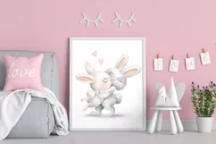 Cute Bunny PNG, Love Baby animals, Funny Valentines day card Product Image 6