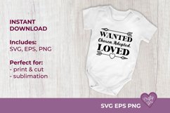 SVG Wanted Chosen Adopted Loved Quote for Print &amp; Cut, Sublimation