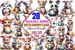 Adorable Animal With Bunny Ears Clipart Bundle, Animal With Bunny Ears, Bunny Ears Animal, Easter Clipart Bundle, Easter Watercolor, Watercolor Easter, Easter Clipart, Easter PNG, Easter Sublimation, Spring Watercolor, Watercolor Spring, Spring Bunny, Spr