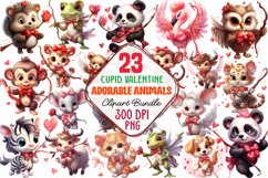 Adorable Animals Cupid Valentine Clipart Bundle, Animals Clipart, Animals Clipart Bundle, Animals Watercolor, Watercolor Animals, Animals Sublimation, Animals, Cupid Valentine Clipart