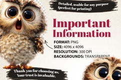 Adorable Baby Owl 28 PNG Cute Owl Clipart Transparent BG Product Image 7
