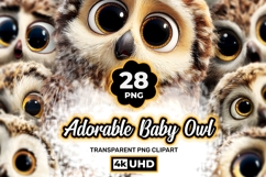 Adorable Baby Owl 28 PNG Cute Owl Clipart Transparent BG Product Image 1