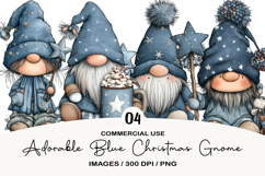 Adorable Blue Christmas Gnome Clipart Product Image 1