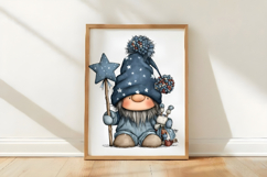 Adorable Blue Christmas Gnome Clipart Product Image 3