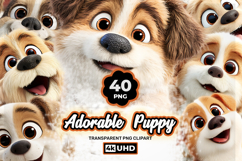 Cute Puppy 28 PNG Clipart Bundle 4K UHD Design Bundles Product Image 1