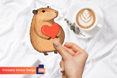 Adorable Capybara and Heart Sticker Product Image 1