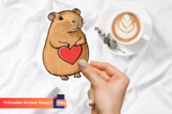 Adorable Capybara and Heart Sticker Product Image 1