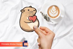 Adorable Capybara and Heart Sticker Product Image 1