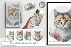 Digital Paper Adorable Cat Watercolor Product Image 1