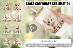 Glass Can Wraps Adorable Cute Cat Product Image 1