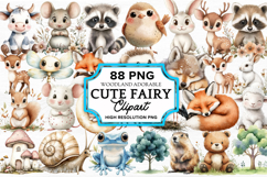Adorable Cute Fairy Woodland Clipart Bundle PNG Product Image 1