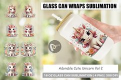Glass Can Wraps Adorable Cute Unicorn Product Image 1