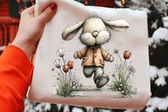 Adorable Easter Bunny Walking Through Spring Garden Product Image 2
