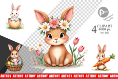 Fluffy Easter Bunnies Clipart Product Image 1
