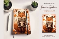 Adorable Foxes in Sweaters - Watercolor Illustrations 6 JPG Product Image 2
