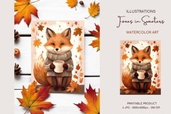 Adorable Foxes in Sweaters - Watercolor Illustrations 6 JPG Product Image 3