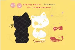 kawaii Christmas cat with bow cut file SVG, Christmas kitten Product Image 2