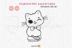 kawaii Christmas cat with bow cut file SVG, Christmas kitten Product Image 3