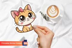 Adorable Kawaii Cat Sticker, Kawaii Cat Art, Kawaii Animal Product Image 1