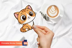 Adorable Kawaii Cat Sticker, Kawaii Cat Art, Kawaii Animal Product Image 1