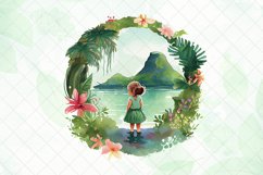 Adorable Little Hula Girl Watercolor Sublimation Product Image 2