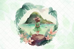Adorable Little Hula Girl Watercolor Sublimation Product Image 3