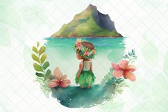 Adorable Little Hula Girl Watercolor Sublimation Product Image 4