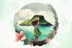 Adorable Little Hula Girl Watercolor Sublimation Product Image 5