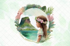 Adorable Little Hula Girl Watercolor Sublimation Product Image 6