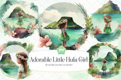 Adorable Little Hula Girl Watercolor Sublimation Product Image 1