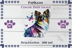 Adorable Papillon Color Drip - Sublimation - Digital Product Image 1