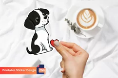 Adorable Puppy With Heart Sticker, Cute Animal Sticker Product Image 1