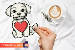 Adorable Puppy With Heart Sticker, Cute Animal Sticker Product Image 1