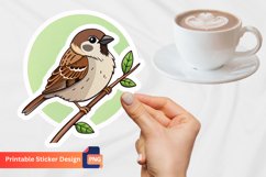 Adorable Sparrow Sticker, Bird Sticker, Sparrow Illustration Product Image 1