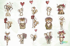 Adorable Valentine Animals Clipart Product Image 3