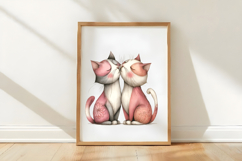 Adorable Valentine Cat Couple Clipart Product Image 3