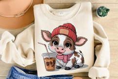 Adorable Valentine Cow Sublimation PNG Design Product Image 3